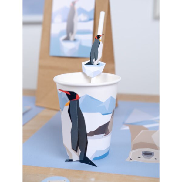 6 pailles en papier Animaux Polaires