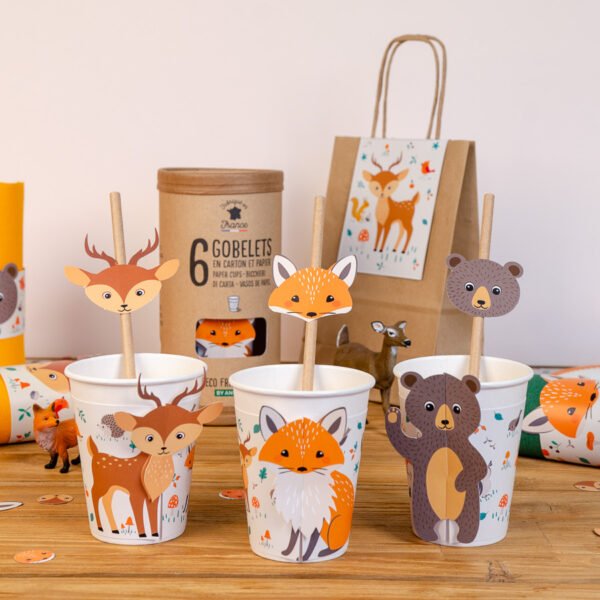 6 Gobelets Animaux de la Forêt