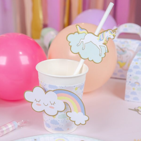 6 pailles en papier Licorne