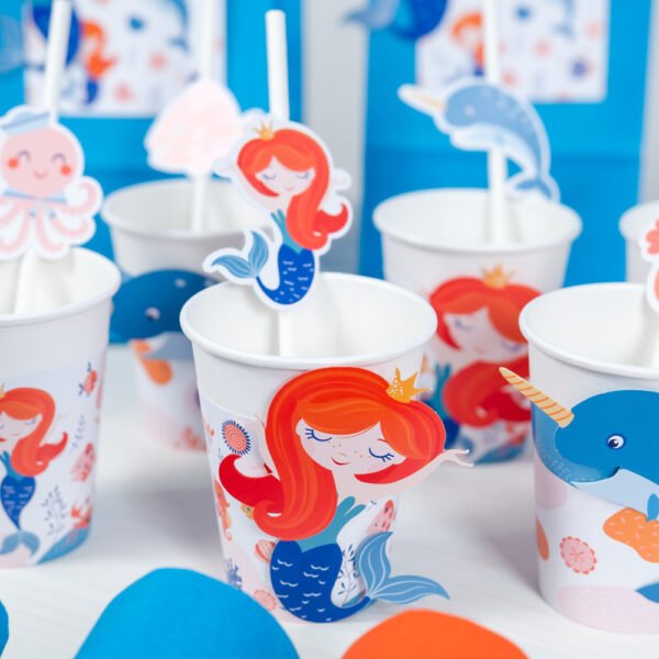 6 pailles en papier Sirène Corail
