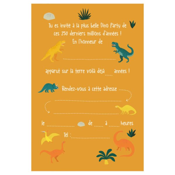 6 invitations Dinosaures