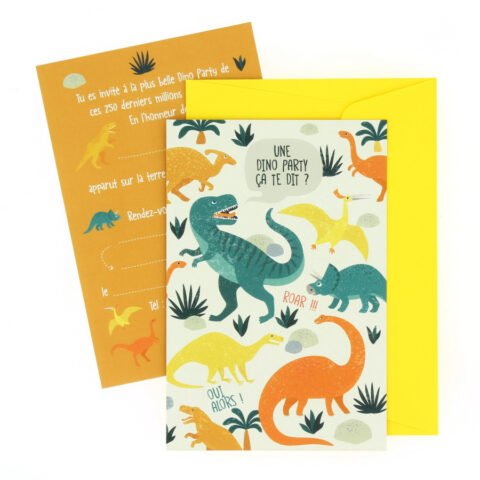 6 invitations Dinosaures