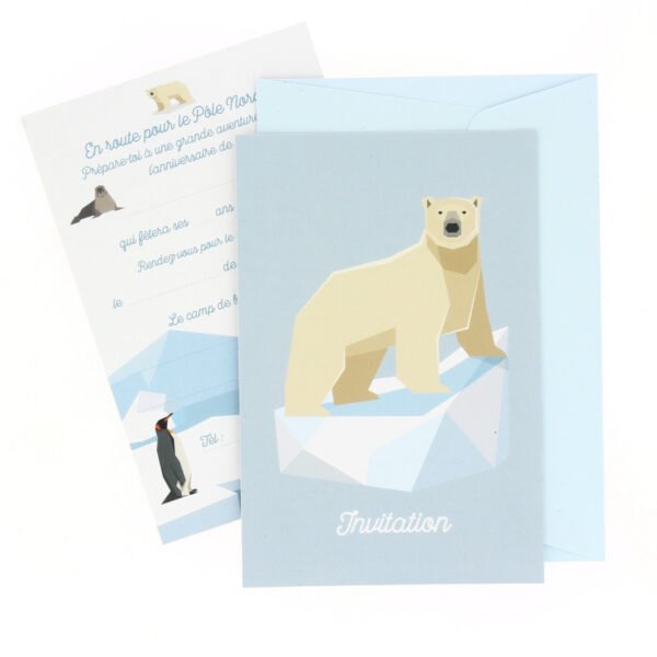 6 invitations Animaux polaires