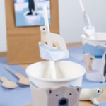 6 pailles en papier Animaux Polaires